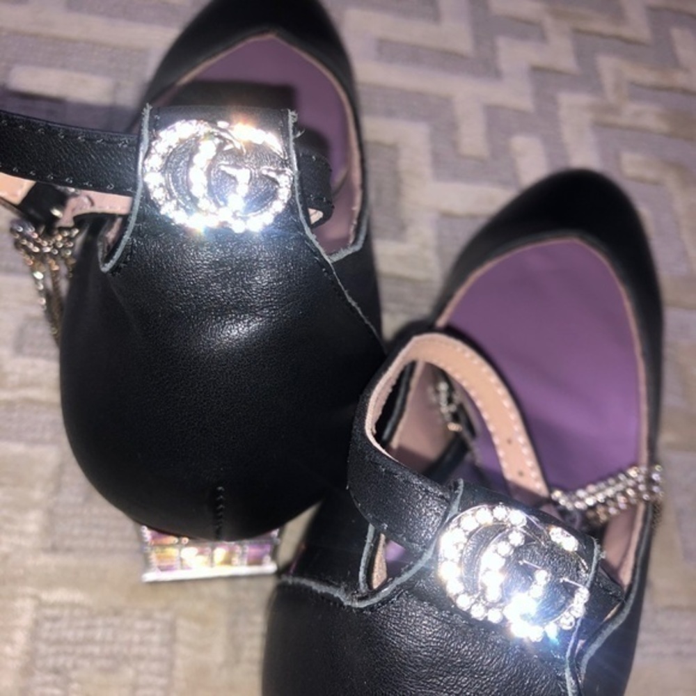 Gucci Amber G Block Rhinestone Heels - Picture 2 of 11